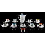 Property of a lady - a Susie Cooper bone china 'Black Fruit' pattern 20-piece coffee set, comprising