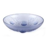 Property of a deceased estate - an Art Deco Sabino blue moulded glass sea urchin bowl, marked '
