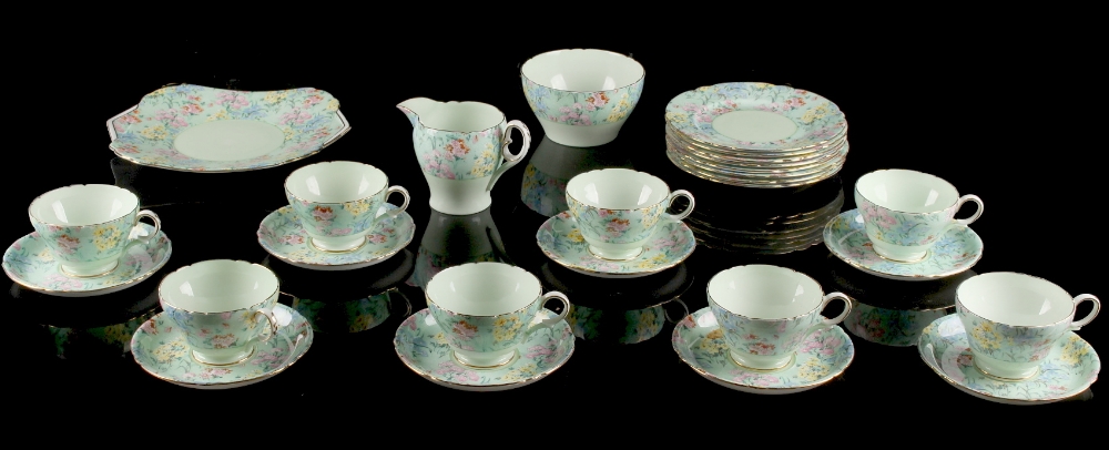 Property of a gentleman - a 1930's Shelley 'Melody' pattern twenty-seven piece tea set, for eight