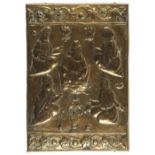 Property of a lady - a late 19th century Greek embossed brass icon, remnants of collection label
