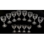 Property of a gentleman - a set of eight good quality cut glass large wine glasses with etched