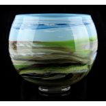 Property of a deceased estate - a William Walker art glass deep bowl entitled 'Cumbrian