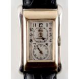 A 1930's gentleman's Rolex Prince Chronometer 9ct gold tank cased wristwatch, with subsidiary