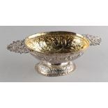 Property of a lady - a late 19th century Continental silver two-handled oval pedestal dish, Dutch or