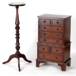 Property of a deceased estate - a small reproduction mahogany tallboy, 19.3ins. (49cms.) wide (