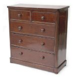 Property of a gentleman - a Victorian mahogany chest of two short & three long graduated drawers,