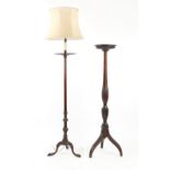 Property of a gentleman - a mahogany & boxwood strung plantstand or torchere, with carved leaf