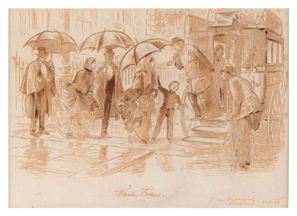 Property of a deceased estate - Georges du Maurier (1834-1896) - 'HARD TIMES' - sepia drawing, 5.3