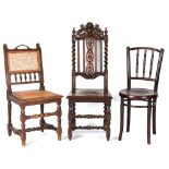 Property of a deceased estate - two late 19th century carved oak side chairs; together with a