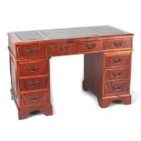 Property of a deceased estate - a reproduction mahogany twin pedestal desk, 48ins. (122cms.) wide (