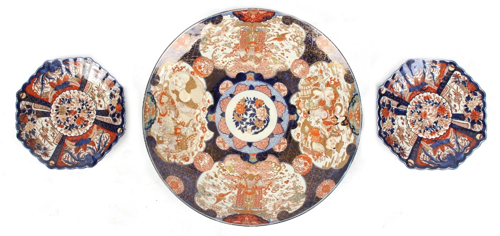 Property of a lady - a large late 19th century Japanese Imari charger, 24ins. (61cms.) diameter;