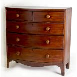 Property of a gentleman - a 19th century mahogany bow-fronted chest of two short & three long