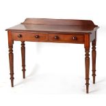 Property of a deceased estate - a Victorian mahogany side table with two frieze drawers, on turned