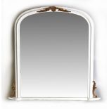 A Victorian style white & gilt painted overmantel mirror, 50.25ins. (127.5cms.) high (see