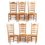 Property of a gentleman - a set of six modern rush seated ladder-back chairs (6) (see