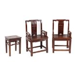 Property of a lady - a pair of Chinese jumu throne chairs, 19th century, with carved backs; together