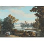 Property of a deceased estate - English school, 19th century - FIGURES BY LAKE IN LANDSCAPE -