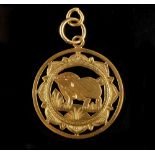 Property of a lady - a Chinese or Thai yellow gold (tests 18ct or better) pig pendant, approximately