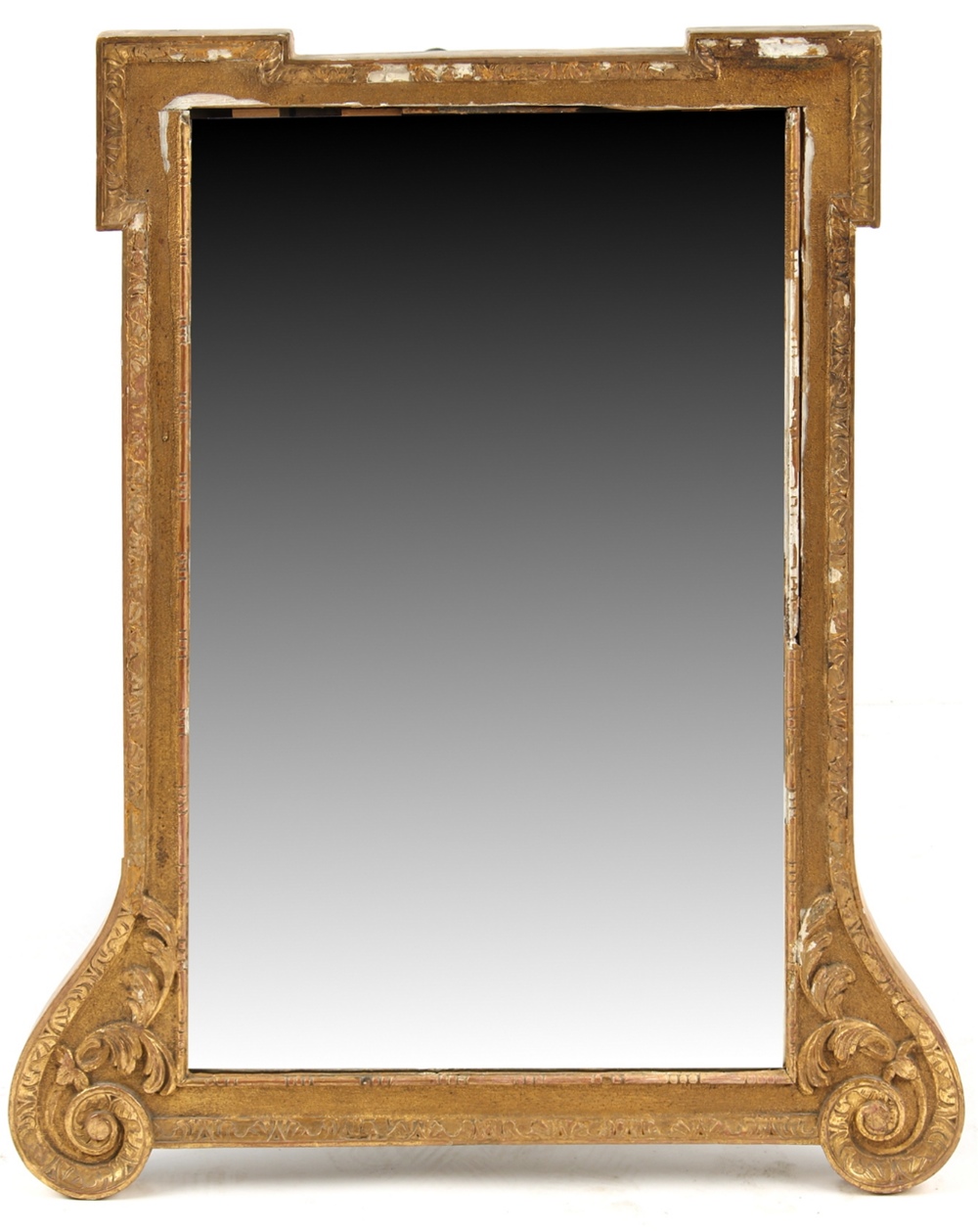 Property of a lady of title - a George II style giltwood wall mirror, late 19th century, of scrolled