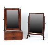 Property of a lady - two 19th century mahogany swing-frame toilet mirrors, one fitted with two