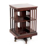 Property of a lady - an Edwardian mahogany, satinwood banded & chequer strung two-tier revolving