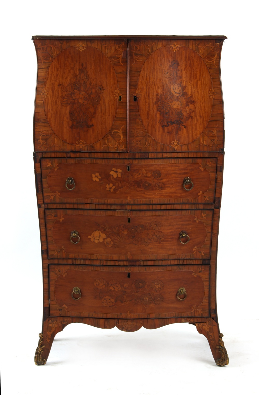 Property of a gentleman - a very fine George III yew wood, satinwood & floral marquetry bombe - Image 3 of 5