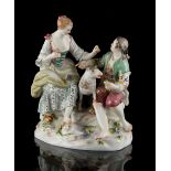 Property of a lady - a Meissen porcelain figural group of a Shepherd & Shepherdess, after the
