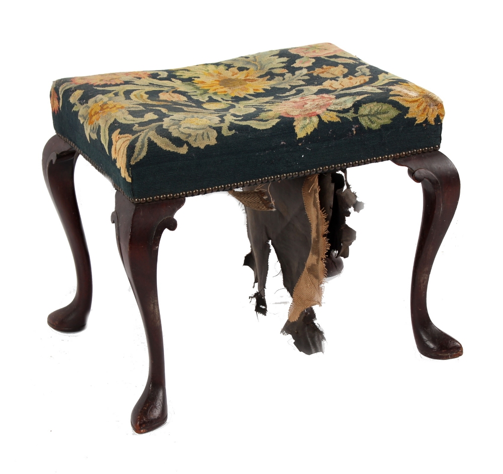 Property of a gentleman - a George II style rectangular topped stool, 18th / 19th century, with