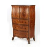 Property of a gentleman - a very fine George III yew wood, satinwood & floral marquetry bombe