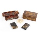 Property of a lady - a mixed lot including a 19th century tortoiseshell inkstand (inkwells & feet