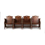 Property of a lady - a set of four elm tub chairs, second quarter 20th century, with later panel