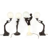 Property of a gentleman - four Art Deco style figural table lamps (4) (see illustration).