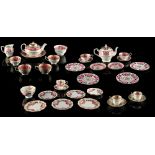 Property of a deceased estate - eight pieces of 'New Chelsea' pattern tea ware decorated with pink