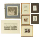 Property of a deceased estate - a group of four framed & glazed drawings & watercolours, including