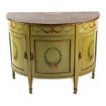 Property of a deceased estate - an Edwardian Sheraton revival floral painted mahogany & pale green