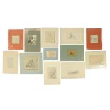 Property of a deceased estate - a collection of twelve assorted drawings, 18th / 19th century,
