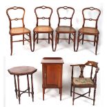 Property of a lady - a mixed lot of furniture comprising a set of four Victorian carved walnut &