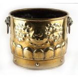 Property of a lady - a 19th century brass coal or log bin, with lion mask & ring handles, 11.