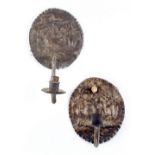 Property of a gentleman - a pair of silvered brass candle wall sconces, late 17th / early 18th