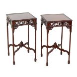 Property of a gentleman - a pair of early 20th century Chippendale style mahogany square topped