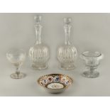 Property of a lady - a pair of late 19th / early 20th century cut glass decanters with stoppers;