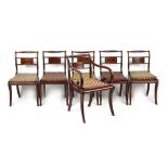 Property of a lady - a set of six early 19th century Regency period mahogany dining chairs including
