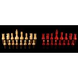 Property of a gentleman - a large 19th century Staunton pattern red stained & natural ivory chess