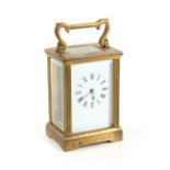 Property of a deceased estate - an early 20th century brass cased carriage clock timepiece, 4.