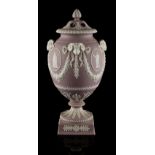 Property of a deceased estate - a Wedgwood lilac jasperware pot pourri vase with pierced cover,