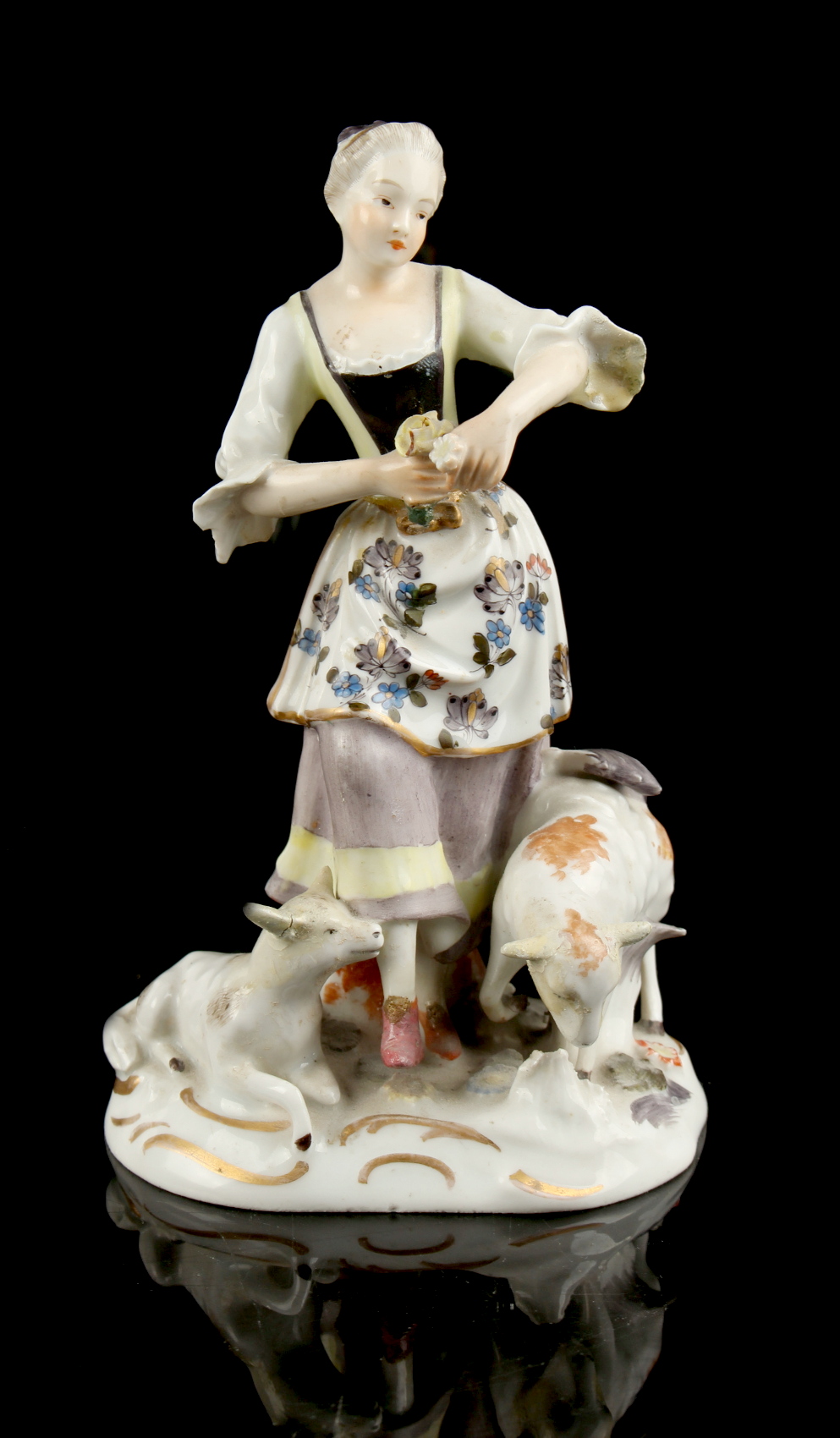 Property of a lady - a late 19th century Dresden style porcelain figure of a shepherdess,