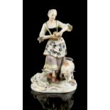 Property of a lady - a late 19th century Dresden style porcelain figure of a shepherdess,