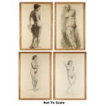 Late 19th / early 20th century Continental school - STUDIES OF STANDING FEMALE NUDES - three