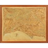 Property of a lady - an early 20th century 3-D relief map - 'CONTOUR RELIEF MODEL OF THE GREATER