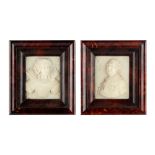 Property of a gentleman - a good pair of 19th century carved ivory rectangular portrait relief